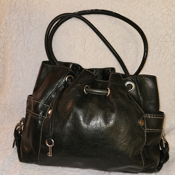 Leather, fossil bucket, tight shoulder bag - Picture 1 of 3